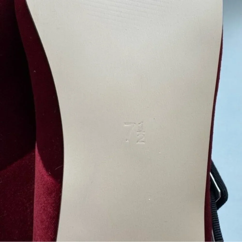 Size 7.5 Miss Left Women Bowknot Ankle Strap Classic Ballet Flats Burgundy - Picture 11 of 12